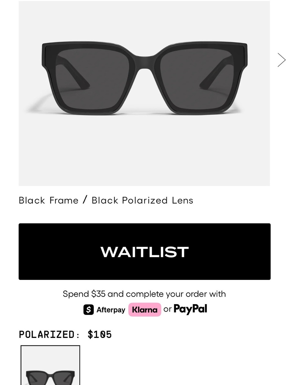 Quay Australia Black Square Polarized Sunglasses